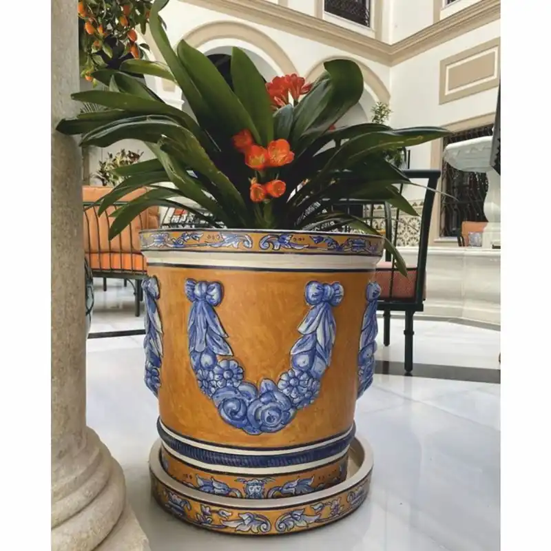 Casa Padrino maceta barroco de lujo de cerámica beige / azul / blanco Ø 53 x A. 54 cm Jetzt Kaufen