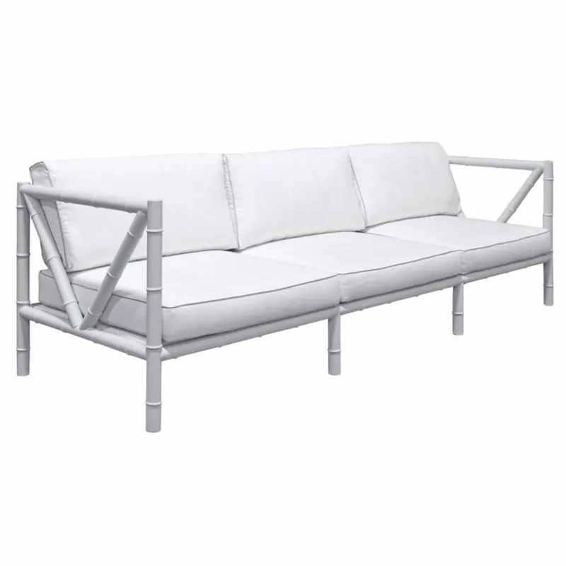Preisreduziert Casa Padrino sofá de lujo de hierro forjado gris / blanco 280 cm - Sofá para hotel y jardín