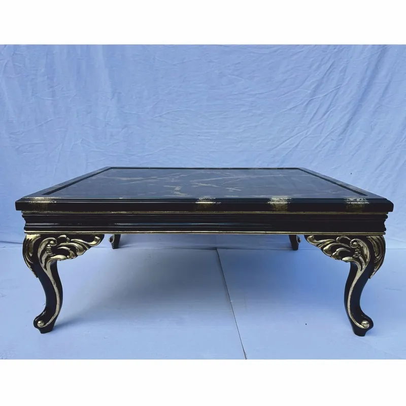 Casa Padrino mesa de centro barroco de lujo negro / oro 108 cm - Muebles de salón de estilo barroco Top-Angebot