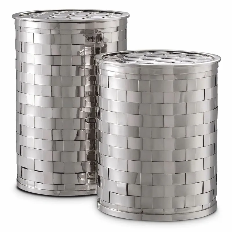 Casa Padrino conjunto de 2 tarros de galletas de lujo plata - Accesorios de lujo Expressversand