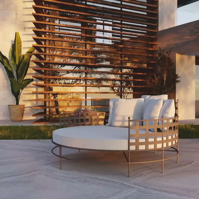 Casa Padrino Isla Tumbona de Lujo de Hierro Forjado Marrón / Gris Ø 170 cm - Muebles de Hotel y Jardín Beliebt