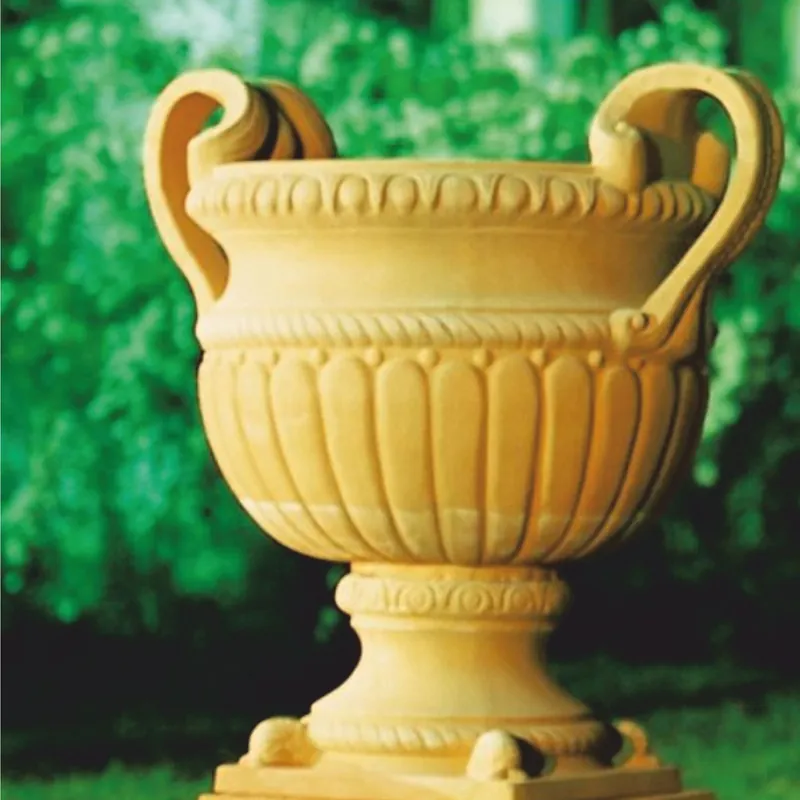 Geprüft Casa Padrino maceta barroco de lujo de cerámica amarillo Ø 72 x A. 78 cm - Decoración de jardín