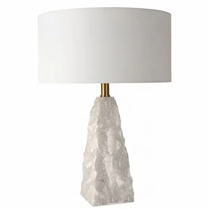 Nur Für Kurze Zeit Casa Padrino lámpara de mesa de lujo de piedra natural blanco / latón A. 56 cm - Lámpara de escritorio
