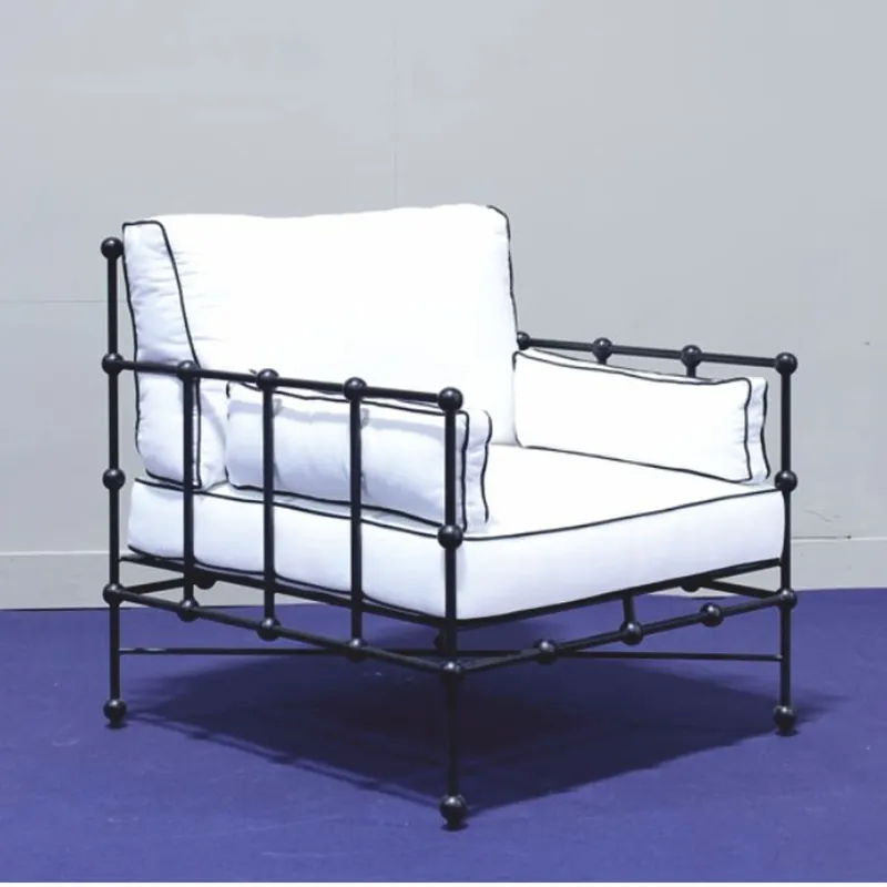 Preis Gesenkt Casa Padrino sillón de lujo de hierro forjado negro / blanco - Sillón para hotel y jardín