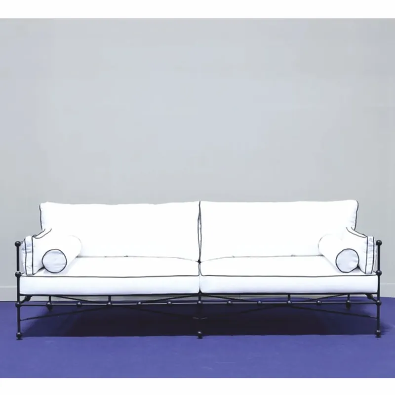 Schnäppchen Casa Padrino sofá de lujo de hierro forjado negro / banco 245 cm - Sofá para hotel y jardín