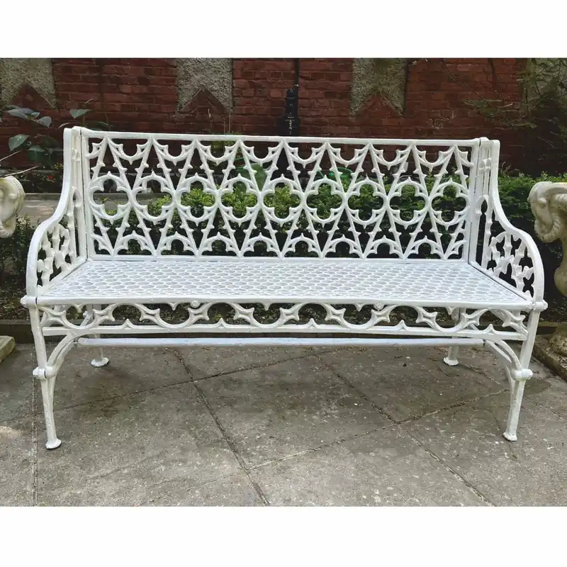 Neue Ware Casa Padrino Banco de Jardín Art Nouveau Blanco 137 cm - Muebles de Jardín Barrocos y Art Nouveau