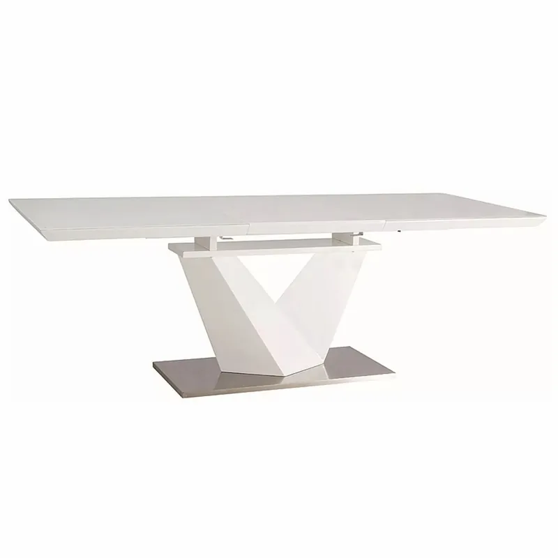 Sofort Bestellen Casa Padrino Mesa de Comedor de Diseño Blanco / Plata 160-220 cm - Mesa de Cocina Extensible