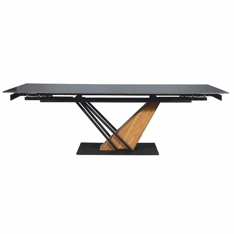 Begrenztes Angebot Casa Padrino Mesa de Comedor de Diseño Negro Mate / Marrón 160-220 cm - Mesa de Cocina Extensible