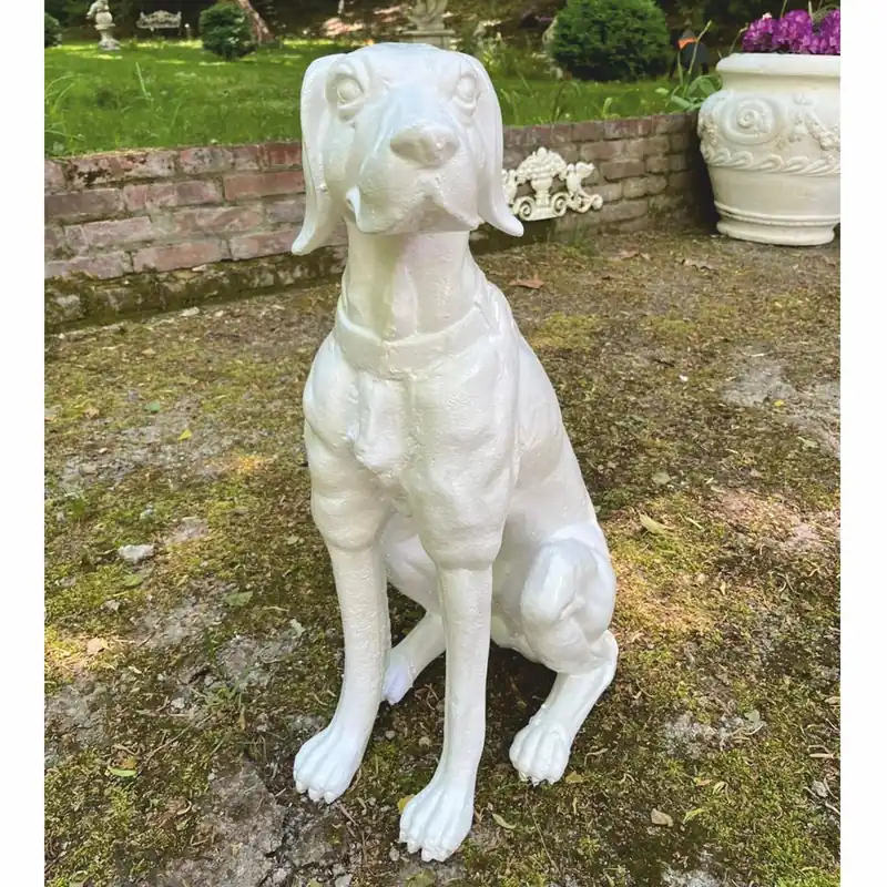 Casa Padrino escultura decorativa de perro en bronce blanco A. 70 cm - Decoración de jardín Direkt Vom Hersteller