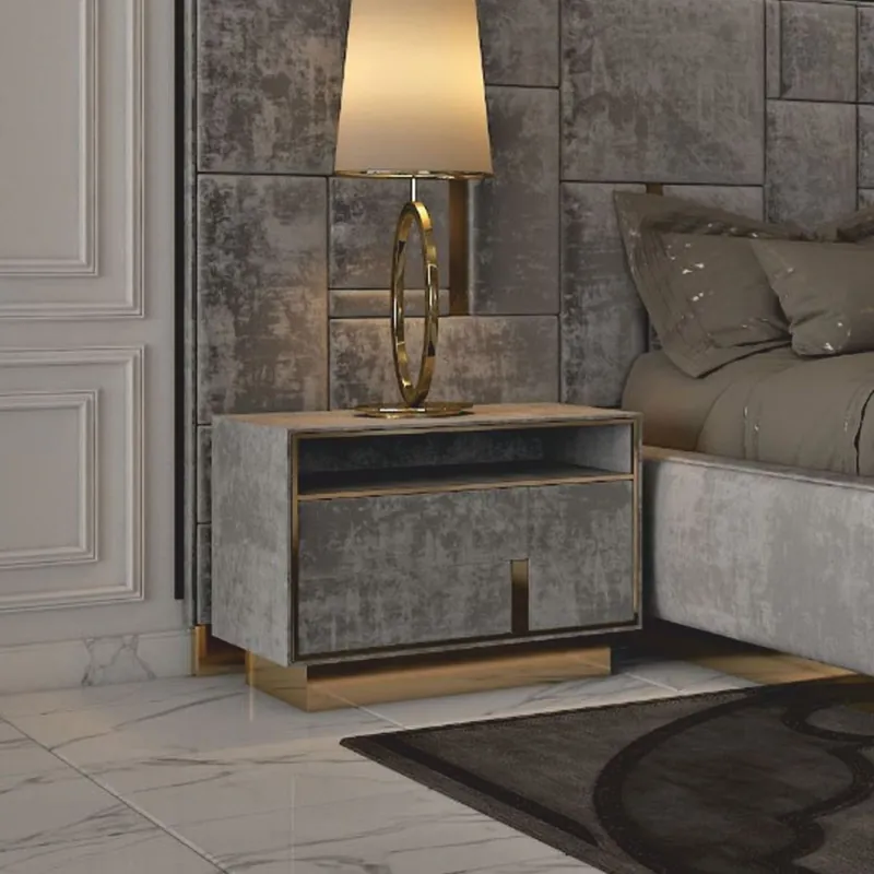 Casa Padrino mesita de noche de lujo gris / oro - Muebles de lujo para hoteles y dormitorios Günstig