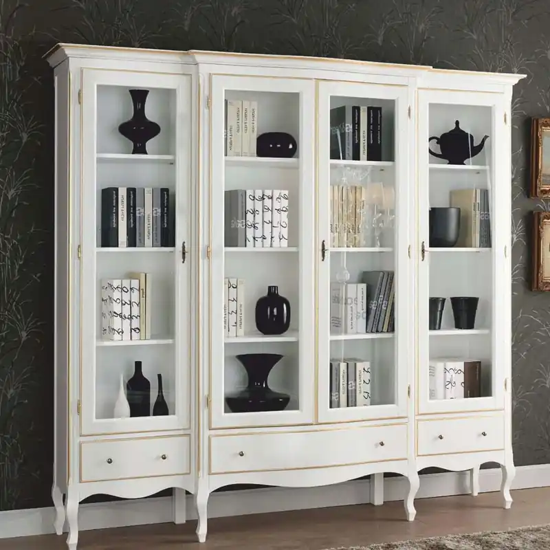 Casa Padrino Vitrina Barroco de Lujo Blanco / Oro 237 cm - Muebles Barrocos - Hecho en Italia Markenprodukt
