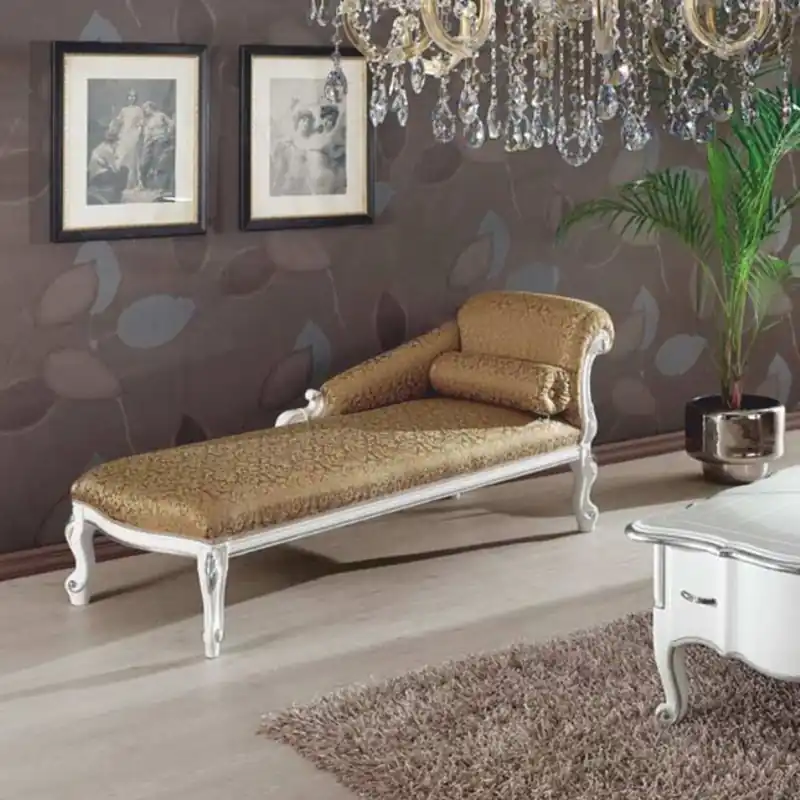 Casa Padrino chaise longue barroco de lujo oro / blanco / plata 166 cm - Hecho en Italia Preisknaller
