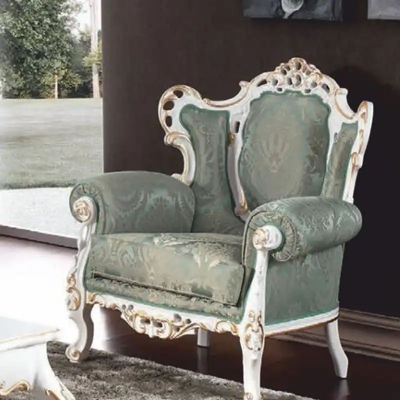 Casa Padrino sillón de salón barroco de lujo verde / blanco / oro - Hecho en Italia Top-Angebot