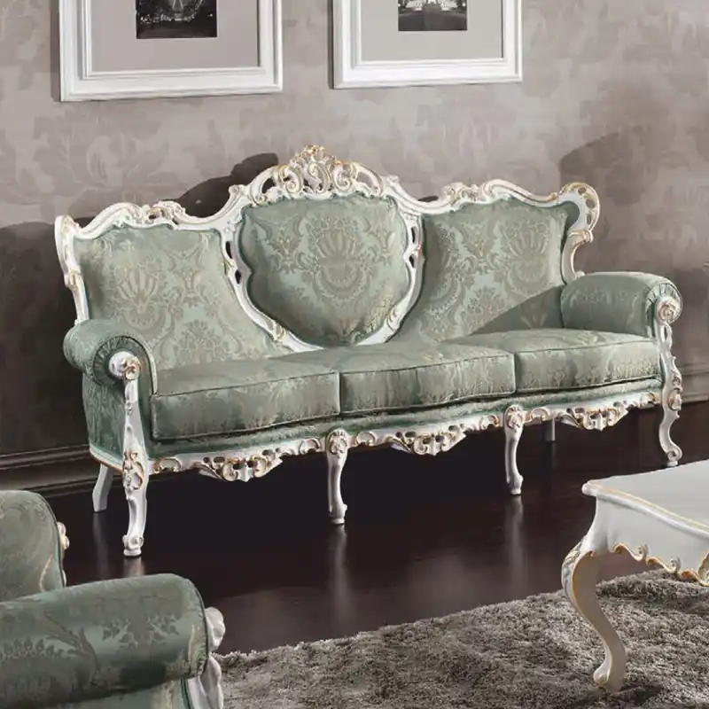 Casa Padrino sofá de salón barroco de lujo verde / blanco / oro 210 cm - Hecho en Italia Letzte Chance