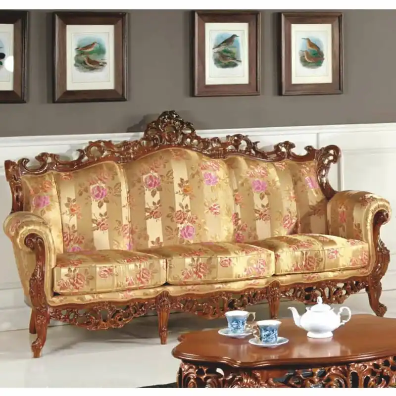 Saisonangebot Casa Padrino sofá de salón barroco de lujo oro / marrón 215 cm - Hecho en Italia