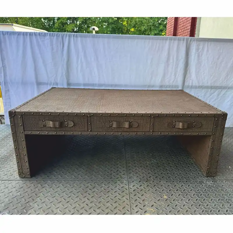 Casa Padrino Mesa de Centro de Lujo de Cuero con Aspecto de Maleta Marrón 132 cm - Muebles de Salón Saisonangebot