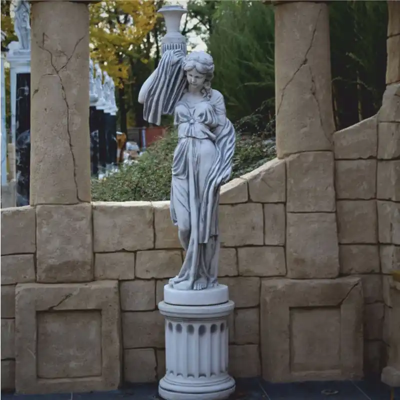 Casa Padrino escultura de jardín Art Nouveau mujer con jarrón en columna gris A. 244 cm Echt