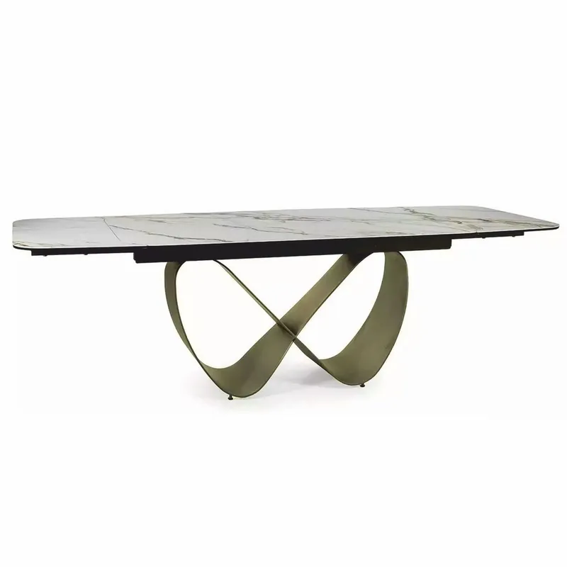 Casa Padrino Mesa de Comedor de Lujo Blanco / Ámbar / Latón 160-240 cm - Extensible Rabatt