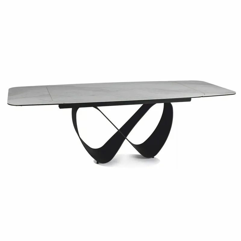 Casa Padrino Mesa de Comedor de Lujo Blanco Mate / Negro Mate 160-240 cm - Extensible Preis Gesenkt