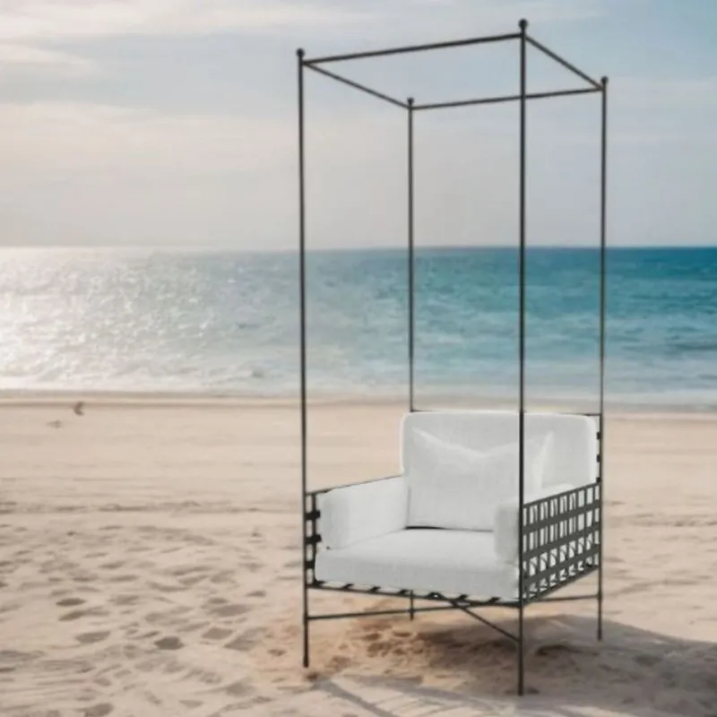 Casa Padrino sillón de lujo de hierro forjado negro / gris A. 200 cm - Sillón para hotel y jardín Mega-Angebot