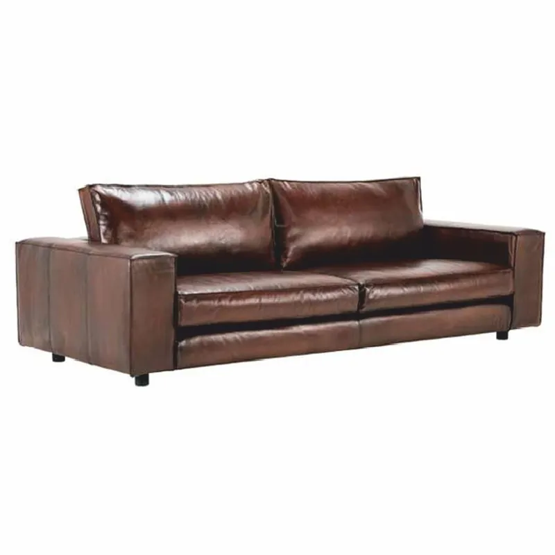 Casa Padrino sofá de cuero de lujo marrón oscuro / negro 240 cm - Muebles de cuero genuino Angebot