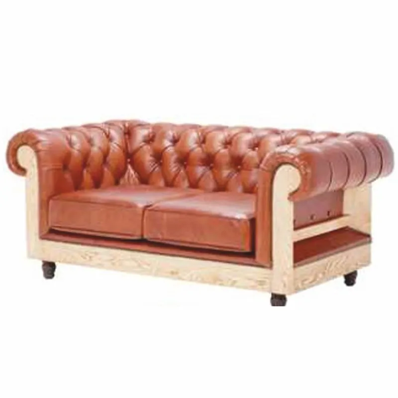 Casa Padrino sofá Chesterfield de lujo en piel marrón claro / natural / marrón oscuro 180 cm Nur Für Kurze Zeit
