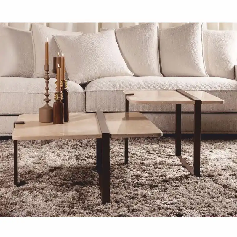 Bestseller Casa Padrino conjunto de mesa de centro de lujo beige / marrón - Muebles para Sala de Estar y Hotel