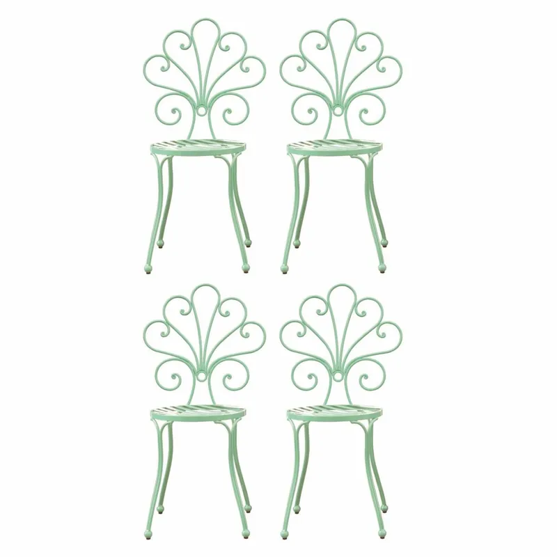 Casa Padrino conjunto de 4 sillas de jardín Art Nouveau verde menta A. 91 cm - Muebles de jardín Aktuell