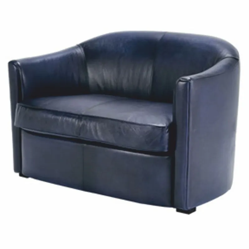 Super-Preis Casa Padrino sofá de cuero de lujo azul / negro 120 cm - Muebles de cuero genuino