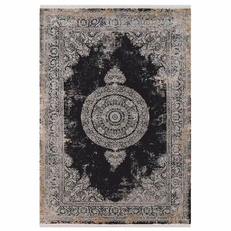 Mega-Angebot Casa Padrino Alfombra Barroco de Lujo en Viscosa Negro Vintage - Varios Tamaños
