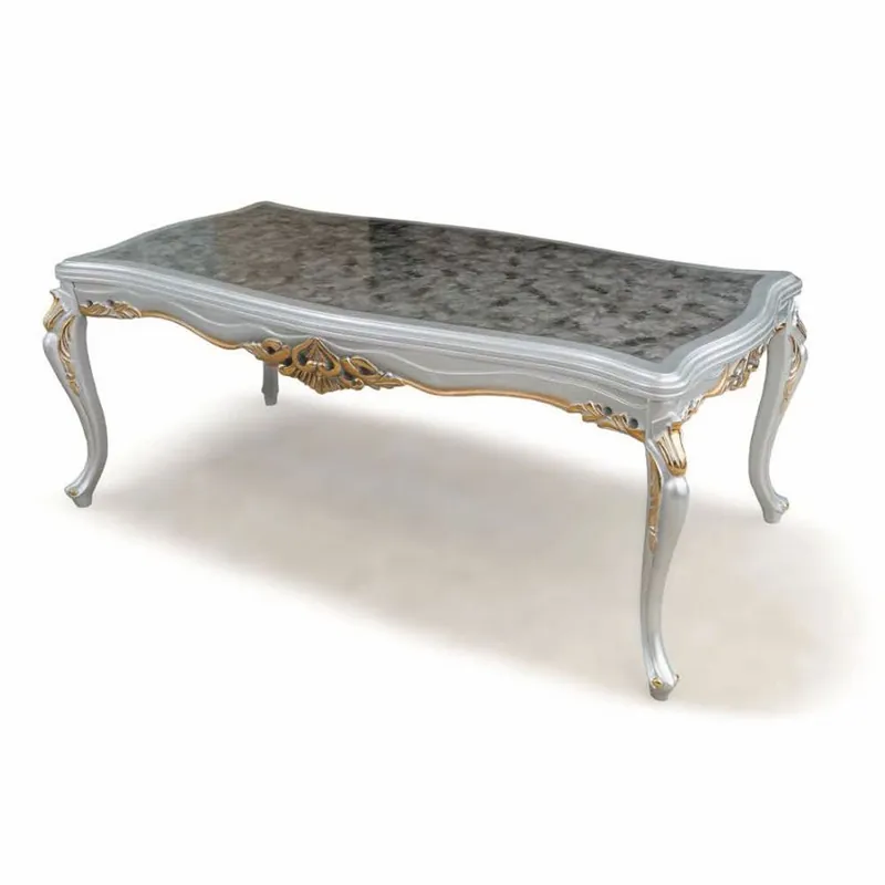 Wochenendangebot Casa Padrino mesa de comedor barroco de lujo gris / plata / oro 208 cm - Muebles barrocos