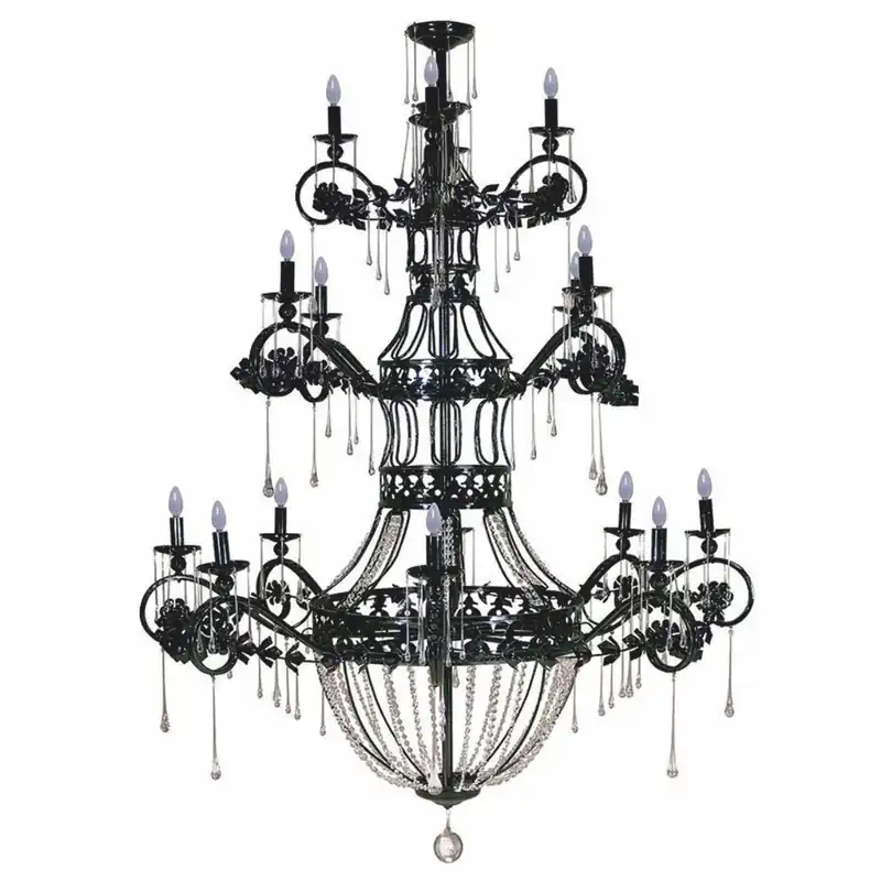 Casa Padrino lámpara de araña barroco de lujo de hierro forjado y cristal negro Ø 146 x Al. 190 cm Saisonangebot