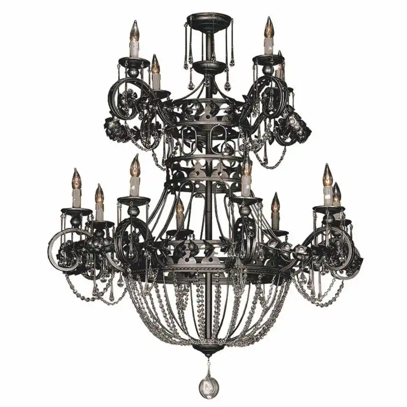 Casa Padrino lámpara de araña barroco de lujo de hierro forjado y cristal gris Ø 115 x Al. 138 cm Top-Preis