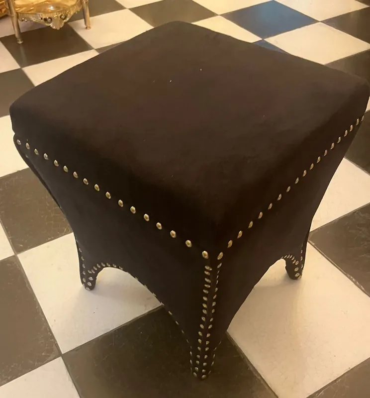 Casa Padrino Barock Hocker Schwarz H. 45 cm - Barockstil Möbel Super-Preis