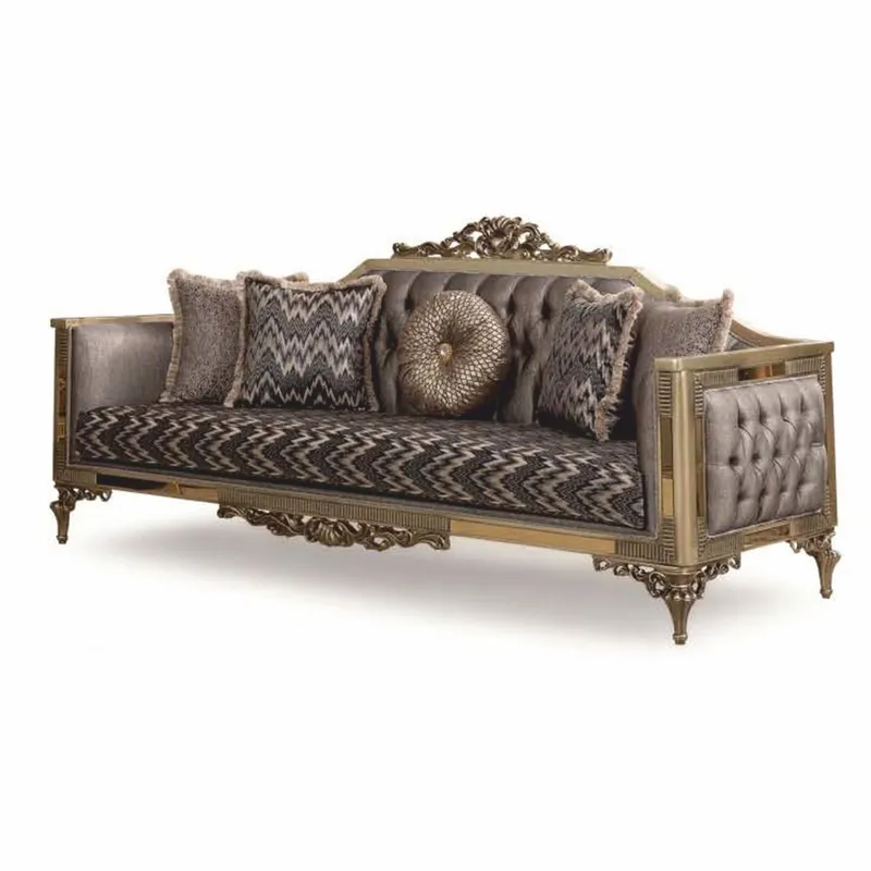Geprüft Casa Padrino sofá de salón barroco de lujo gris / oro 230 cm - Muebles Barrocos