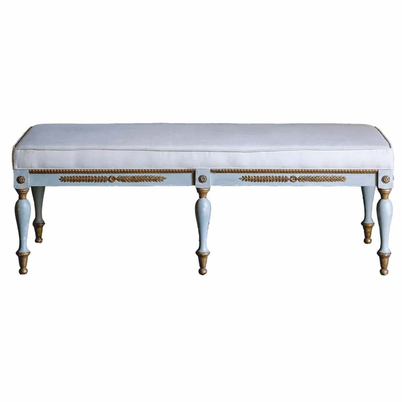 Preisknaller Casa Padrino banco barroco de lujo gris / oro 153 cm - Muebles barrocos - Hecho en Italia
