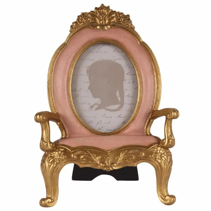 Casa Padrino marco de imagen barroco con forma de sillón rosa / oro Al. 18,5 cm Ausverkauf