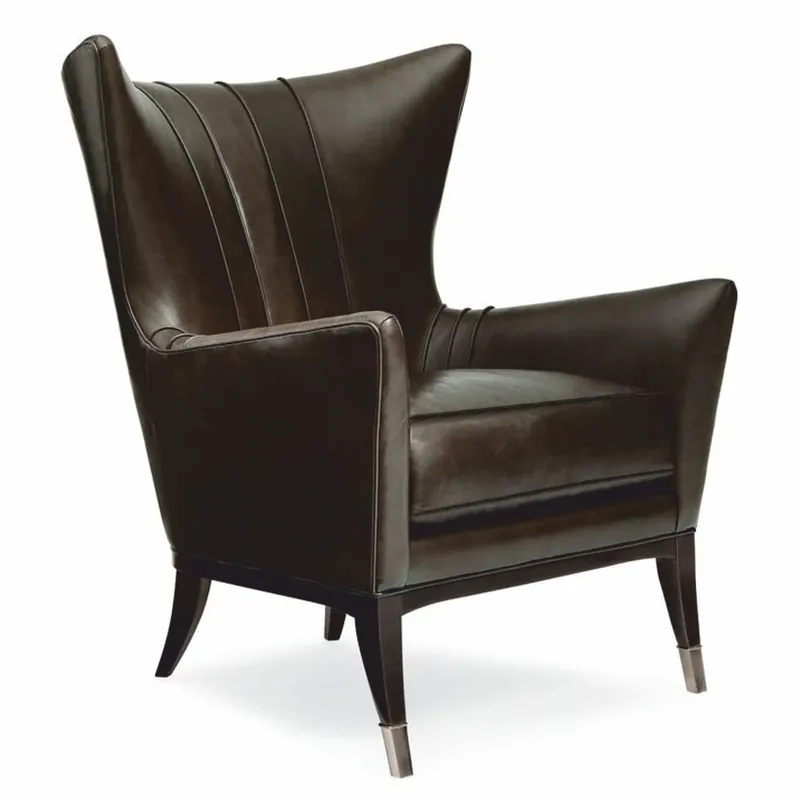 Sale Casa Padrino sillón orejero Art Deco de lujo en piel marrón / negro / plata Al. 102 cm