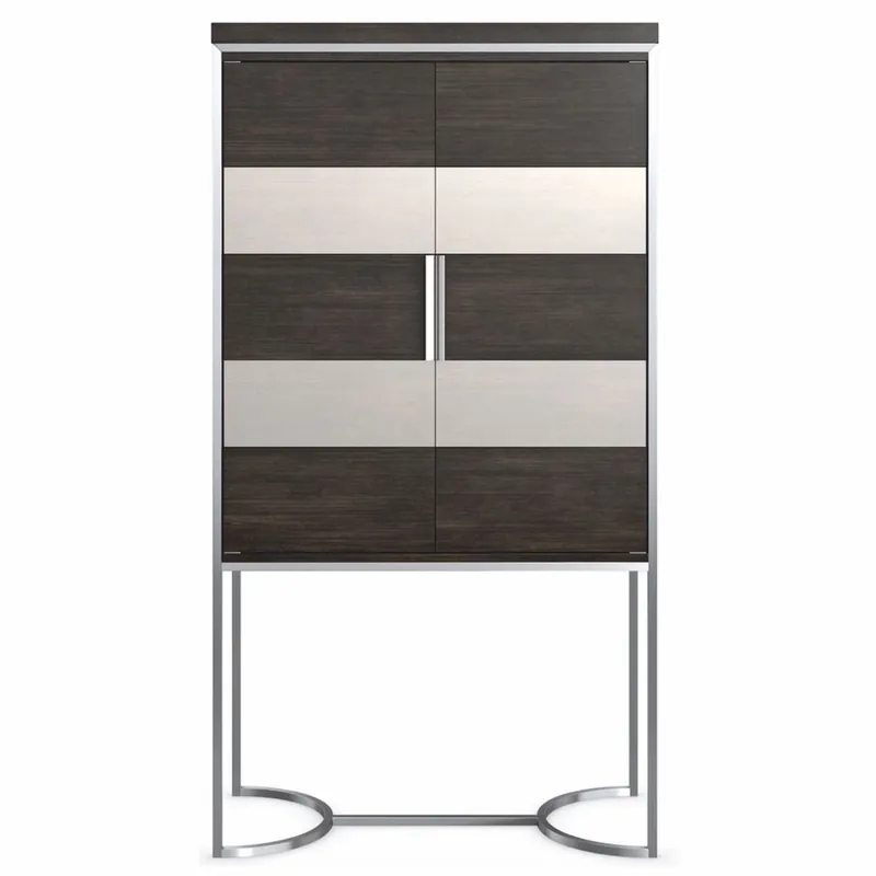 Casa Padrino armario bar / gabinete de vino de lujo marrón / plata Al. 198 cm - Muebles de bar Solange Der Vorrat Reicht
