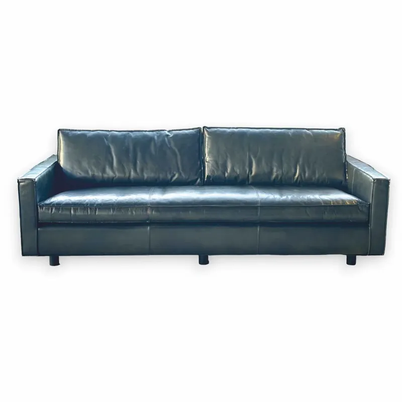 Wochenendangebot Casa Padrino sofá de cuero de lujo verde británico / negro 215 cm - Muebles de cuero