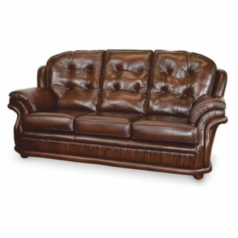 Highlight Casa Padrino Sofá de 3 Plazas de Cuero Chesterfield de Lujo Marrón Oscuro 193 cm - Muebles de Cuero