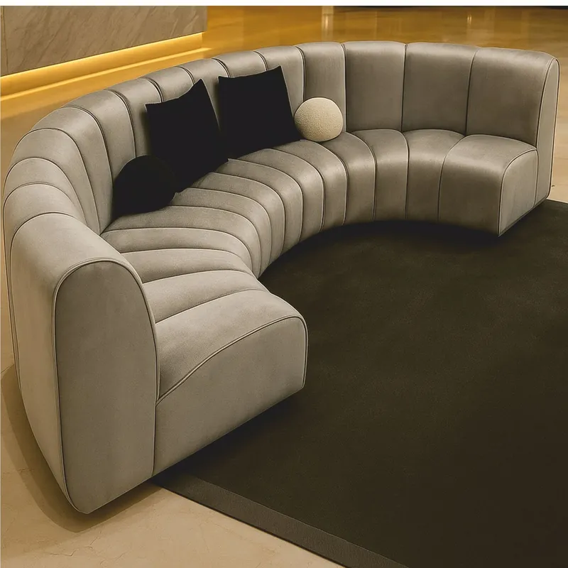 Casa Padrino Sofá de Lujo Plata 330 cm - Sofá de Salón Curvo - Muebles de Lujo Ausverkauf
