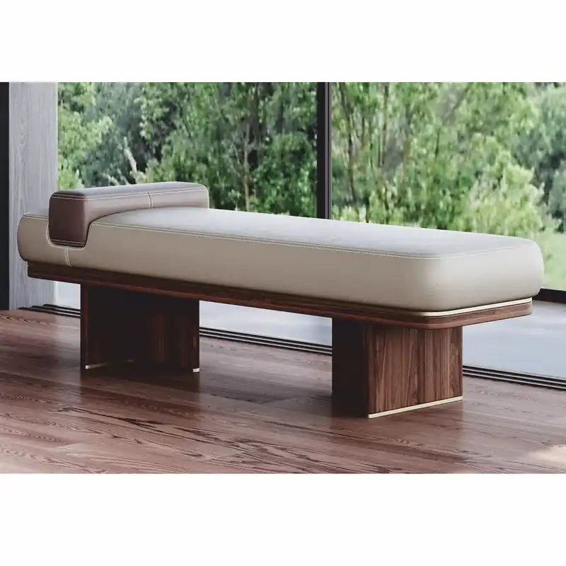 Meistverkauft Casa Padrino Banco de Cuero de Lujo Gris / Marrón / Latón 150 cm - Muebles de Cuero Genuino