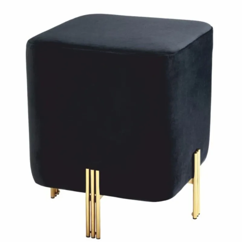 Casa Padrino Taburete de Terciopelo de Lujo Negro / Latón Al. 45 cm - Muebles de Lujo Solange Der Vorrat Reicht