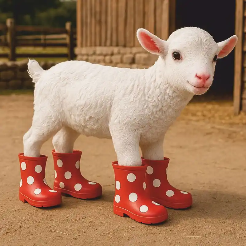 Sonderangebot Casa Padrino figura decorativa cabra con botas de goma blanco / rojo 42 cm - Escultura Decorativa