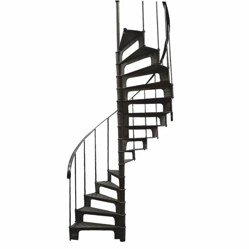Highlight Casa Padrino escalera de caracol rústica de hierro fundido con barandilla lado izquierdo negro Al. 278 cm