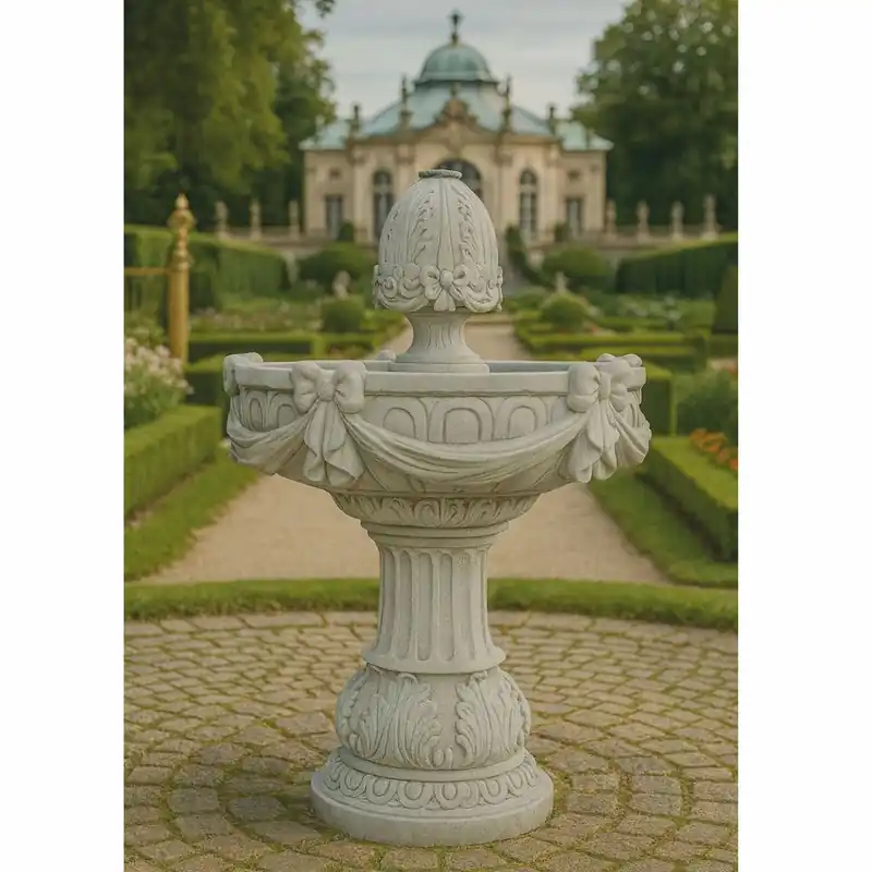 Casa Padrino Fuente Barroco Gris Ø 70 x Al. 120 cm - Fuente Decorativa Barroco de Jardín Barroco Sonderangebot