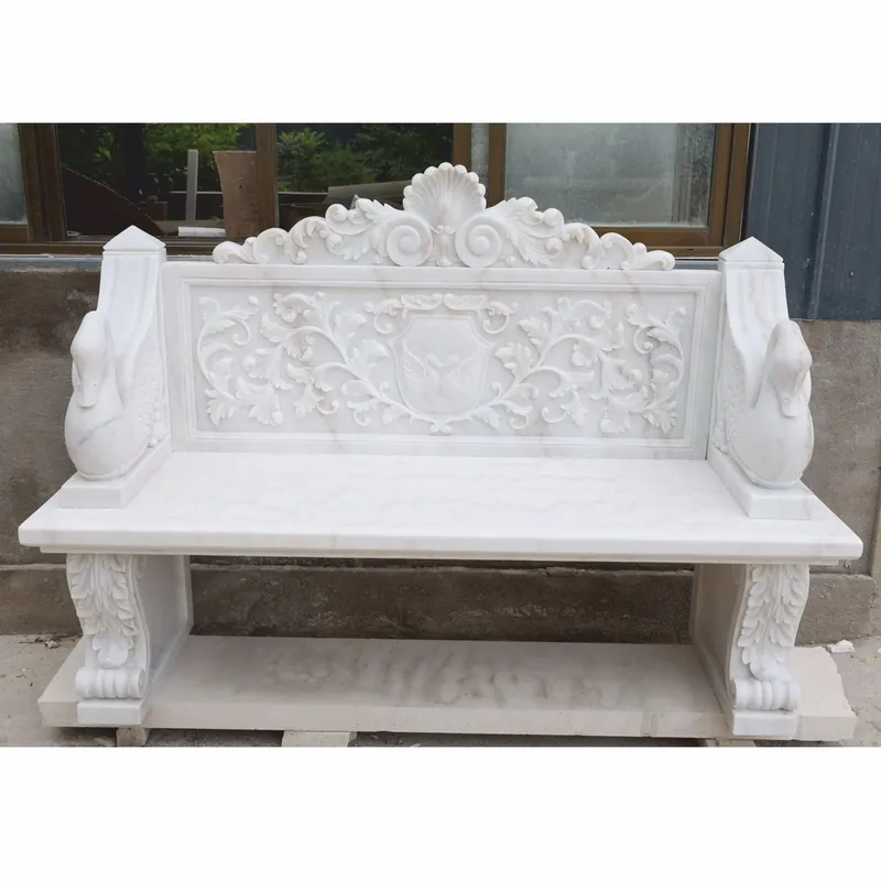 Billig Casa Padrino banco de jardín barroco de lujo de mármol swans blanco 180 cm - Muebles de jardín barrocos
