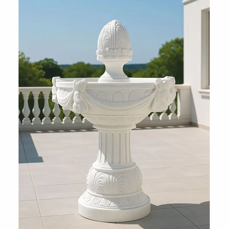 Bestpreis Casa Padrino Fuente Barroco Blanco Ø 70 x Al. 120 cm - Fuente Decorativa Barroco de Jardín Barroco