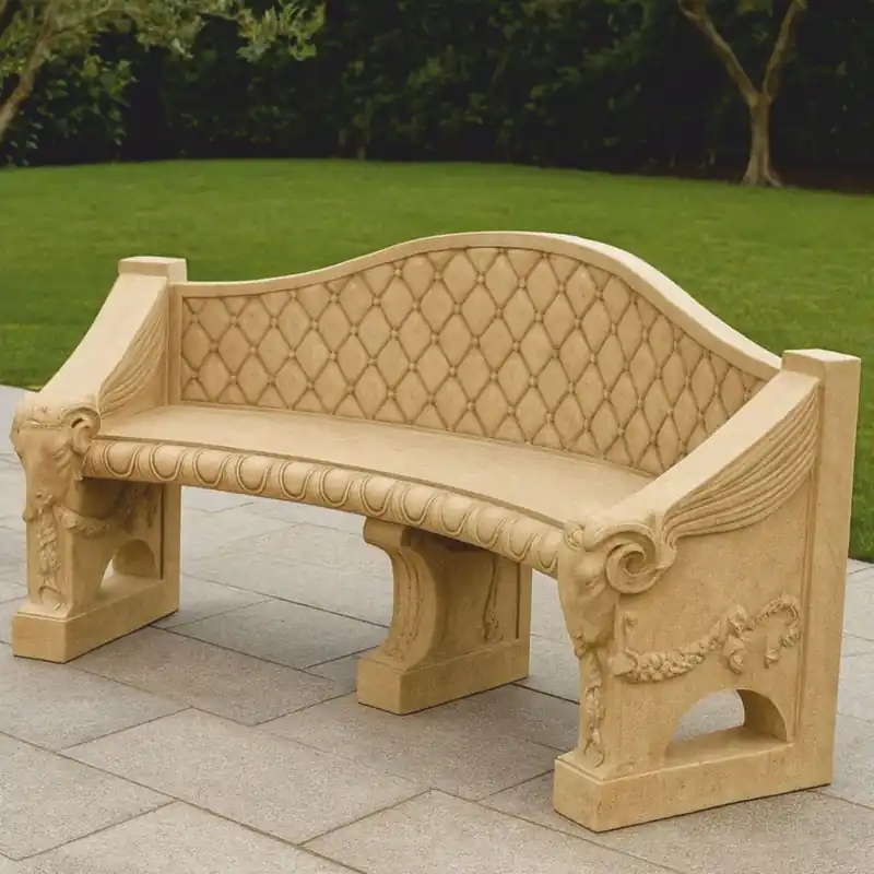 Online Kaufen Casa Padrino banco de jardín barroco de hormigón beige 196 cm - Muebles de jardín y terraza barroco